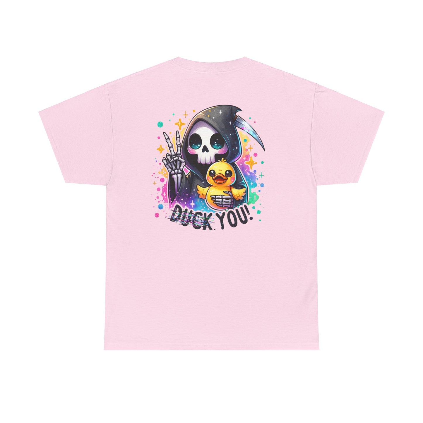 Unisex Heavy Cotton Tee - Duck You Graphic T-Shirt, Fun Skeleton Design
